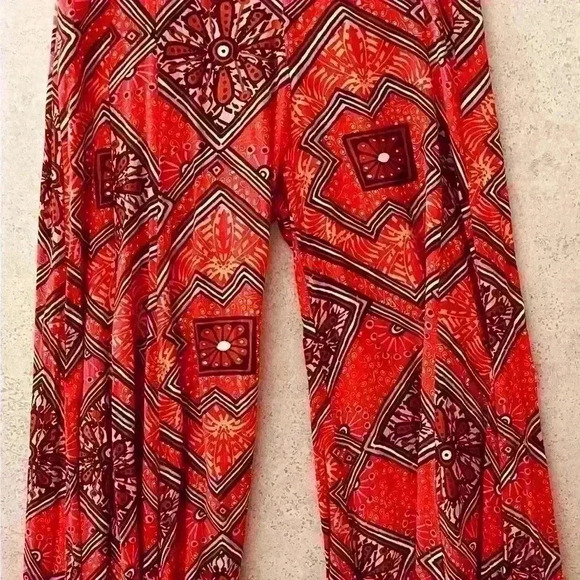 ANTHROPOLOGIE WIDE LEG COLORFULLY DETAILED FLOWING BOHO HIPSTER.SIZE 6 - Picture 2 of 10